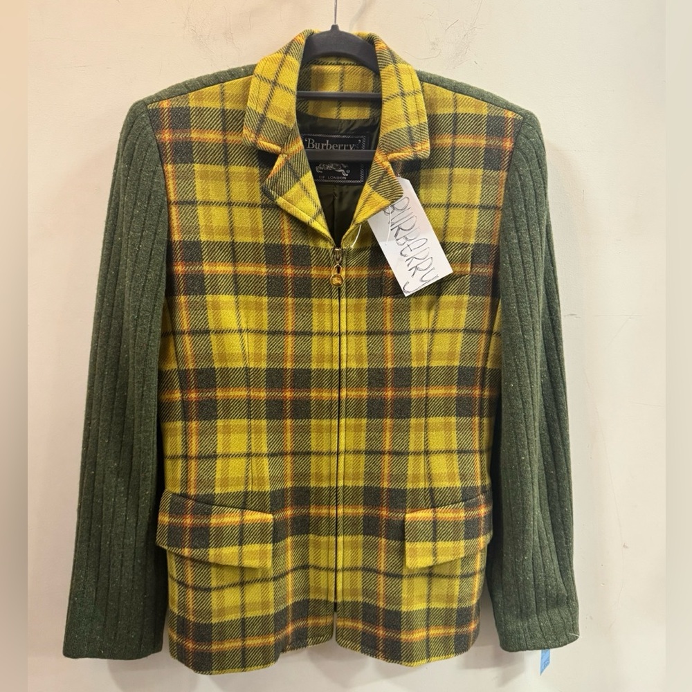 Burberry Vintage Plaid Jacket in Yellow and Green
